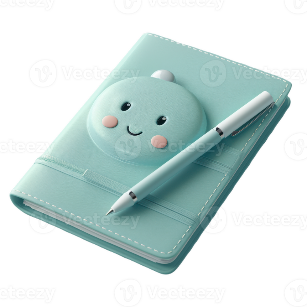 A Cheery Notebook and Pen Ready for Writing png