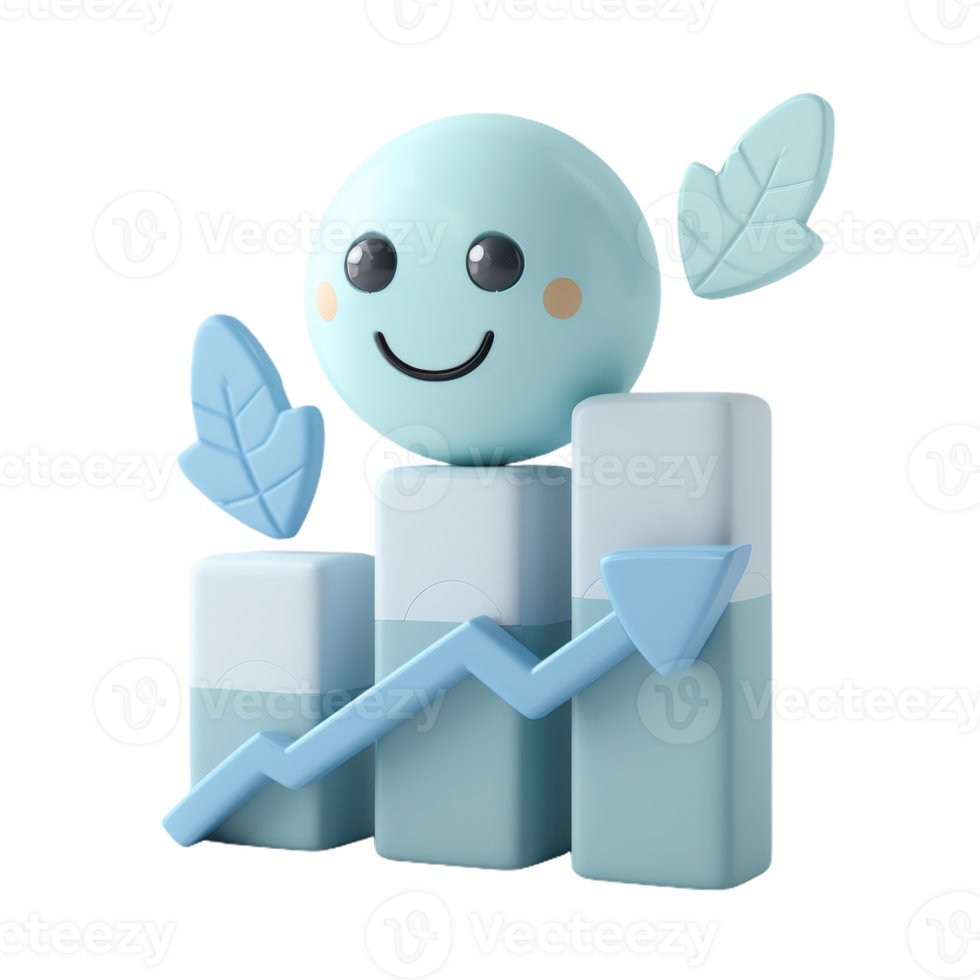Smiling Bar Chart With Upward Trend png