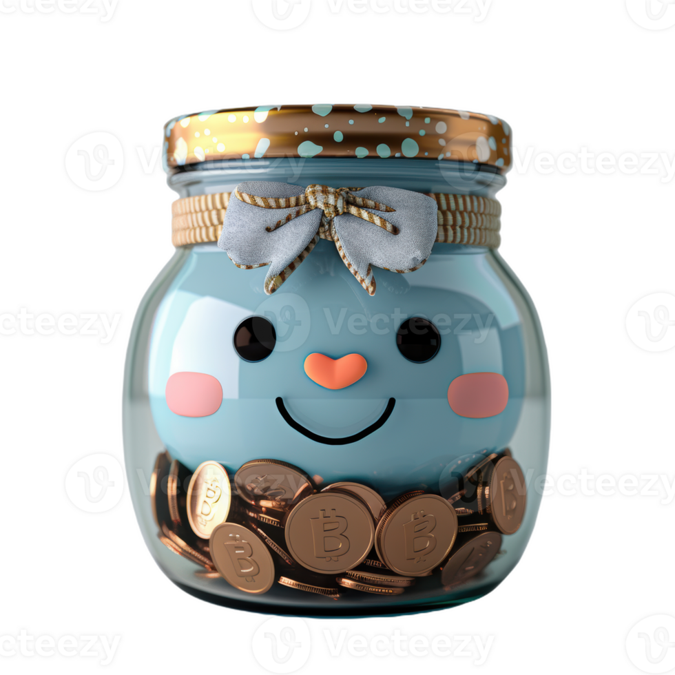 A Cheerful Savings Jar Filled With Coins png