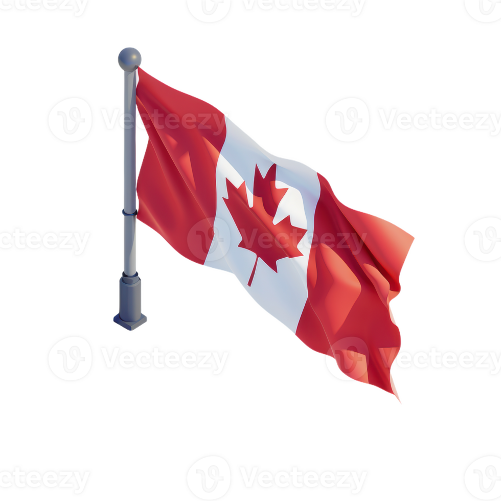 A Canadian Flag Flutters in the Breeze png