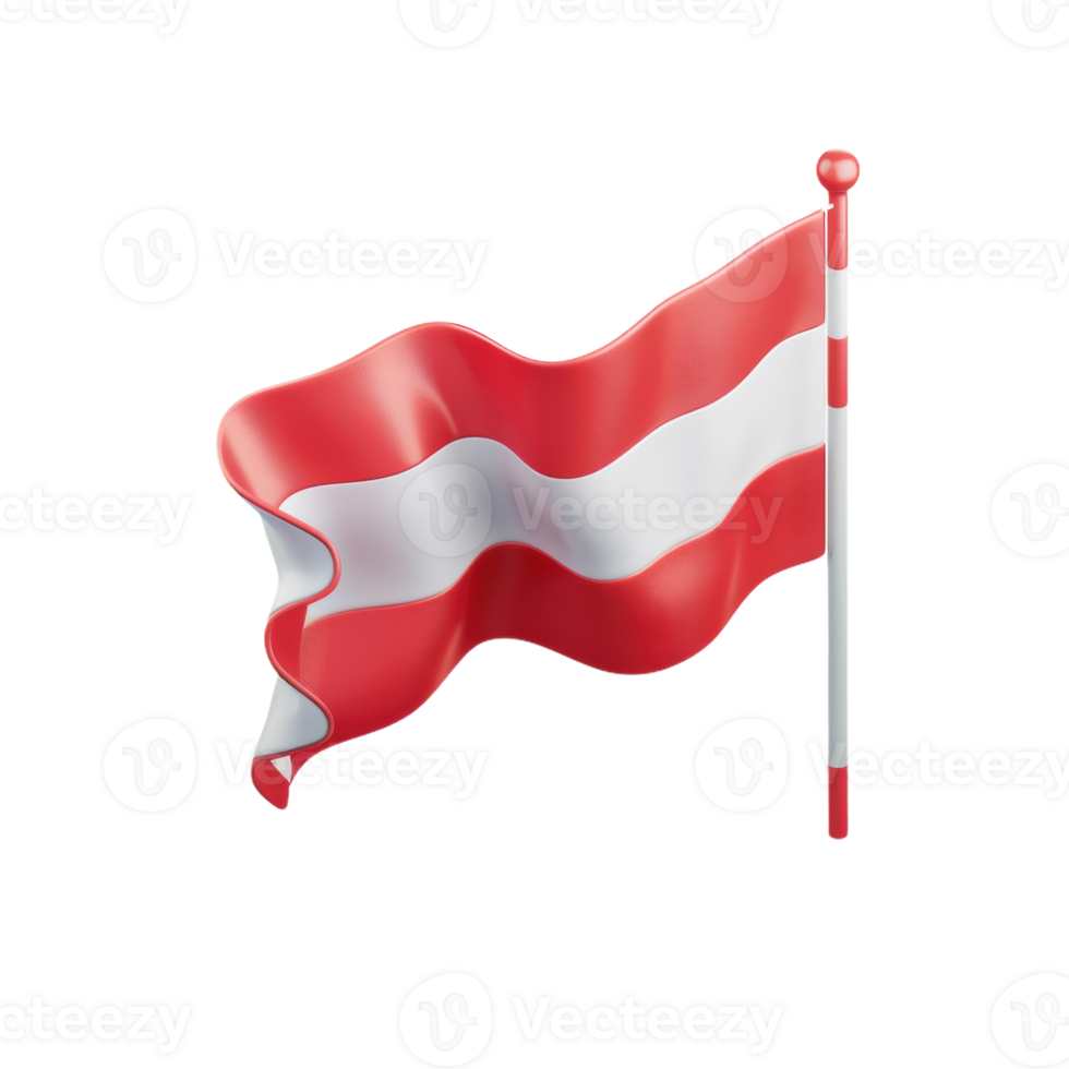 A 3D Render of an Austrian Flag Waving in the Wind png