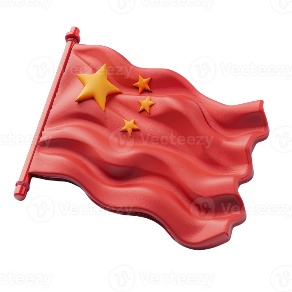A 3D Render of the Chinese Flag, Flying Proudly png
