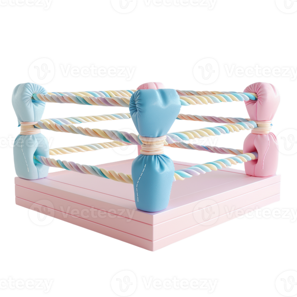 Miniature Boxing Ring With Pastel Gloves png