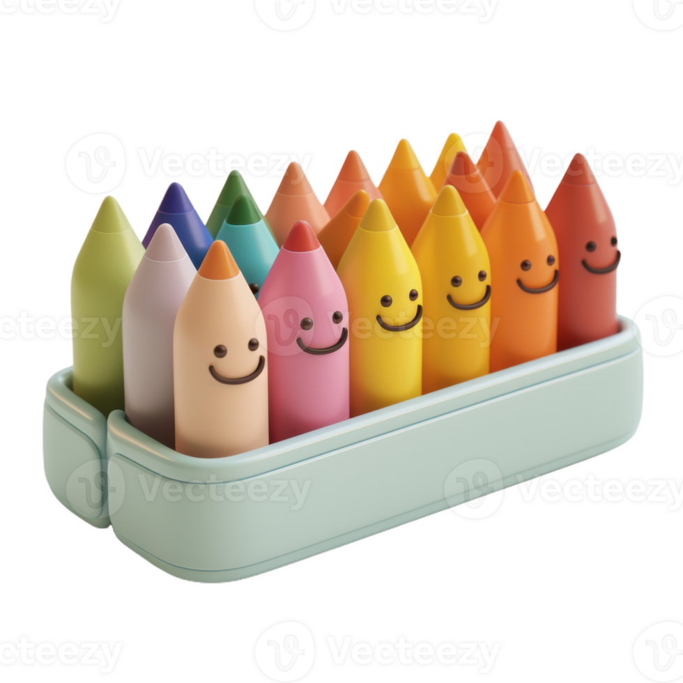 Happy Crayons In Their Crayon Case png