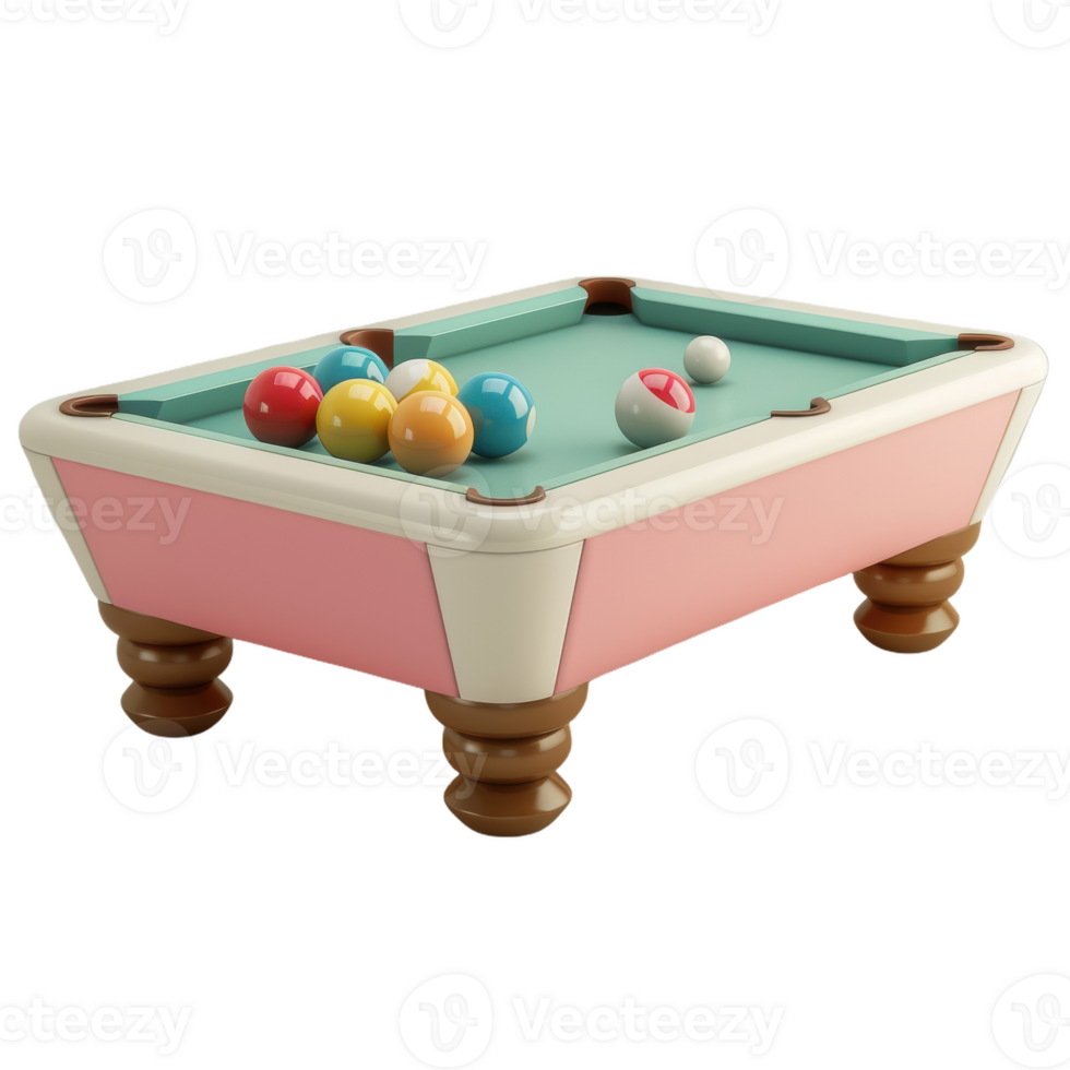 A Miniature Pool Table's Colorful Delight png