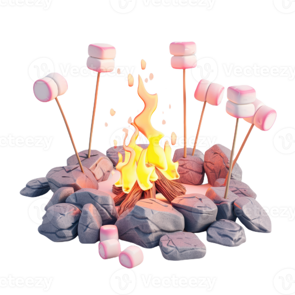Marshmallow Roasting Fun Around a Campfire png