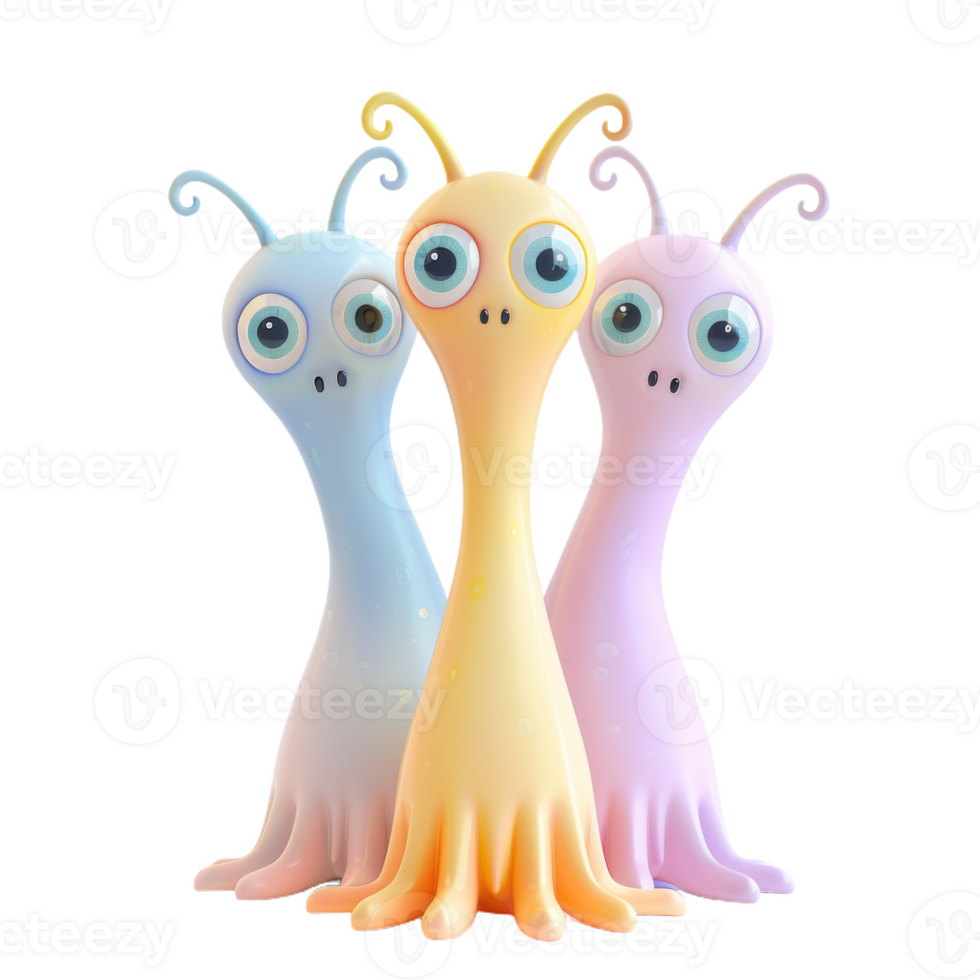 Colorful Alien Creatures Pose for a Portrait png