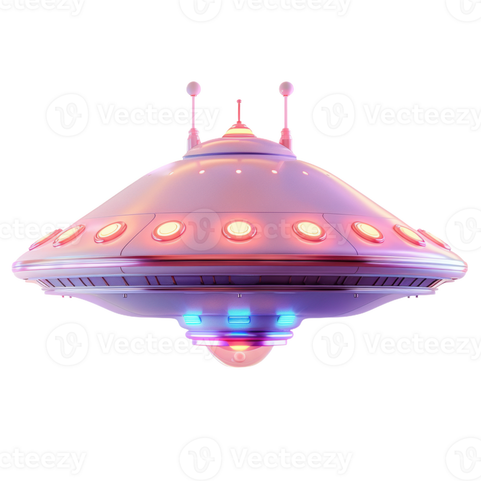 Glowing Spaceship Hovering Over White Background png
