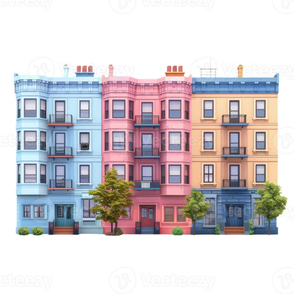 A Row of Colorful Townhouses png