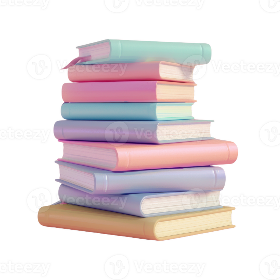 Pastel Dreams A Stack of Books on Pink png