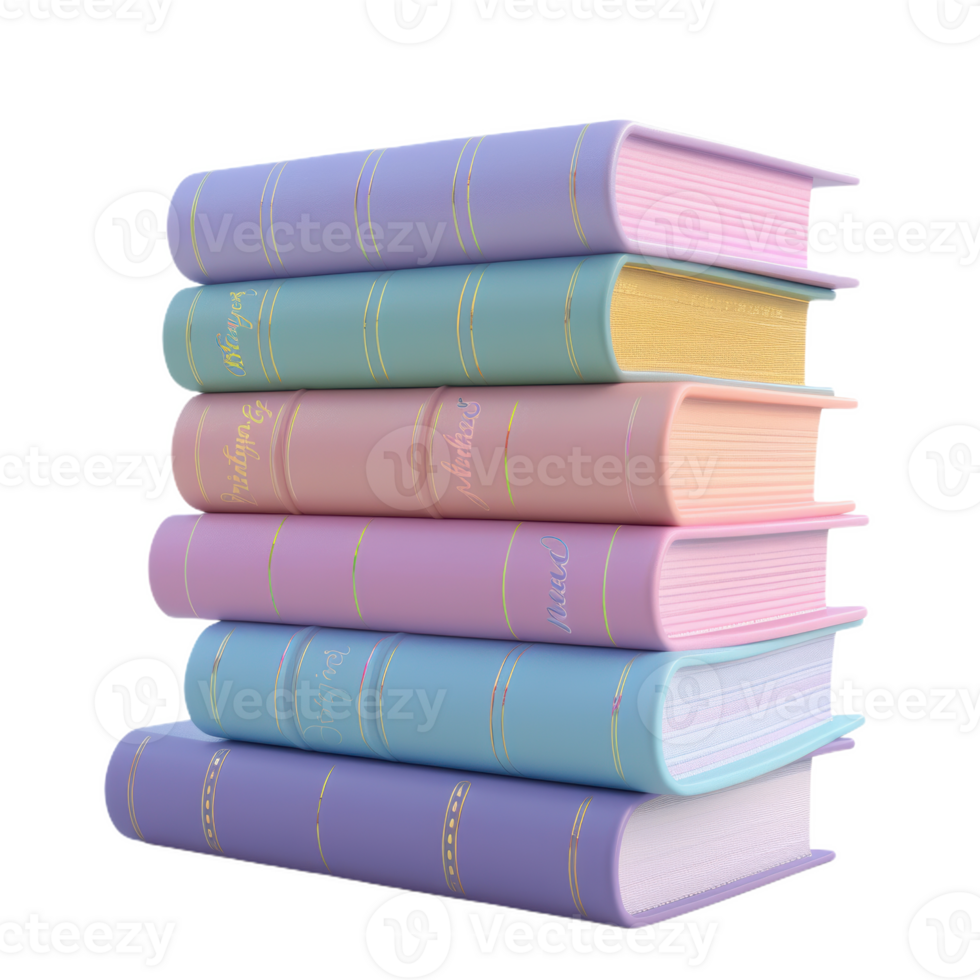 Pastel Dreams A Stack of Books With Delicate Bookmarks png