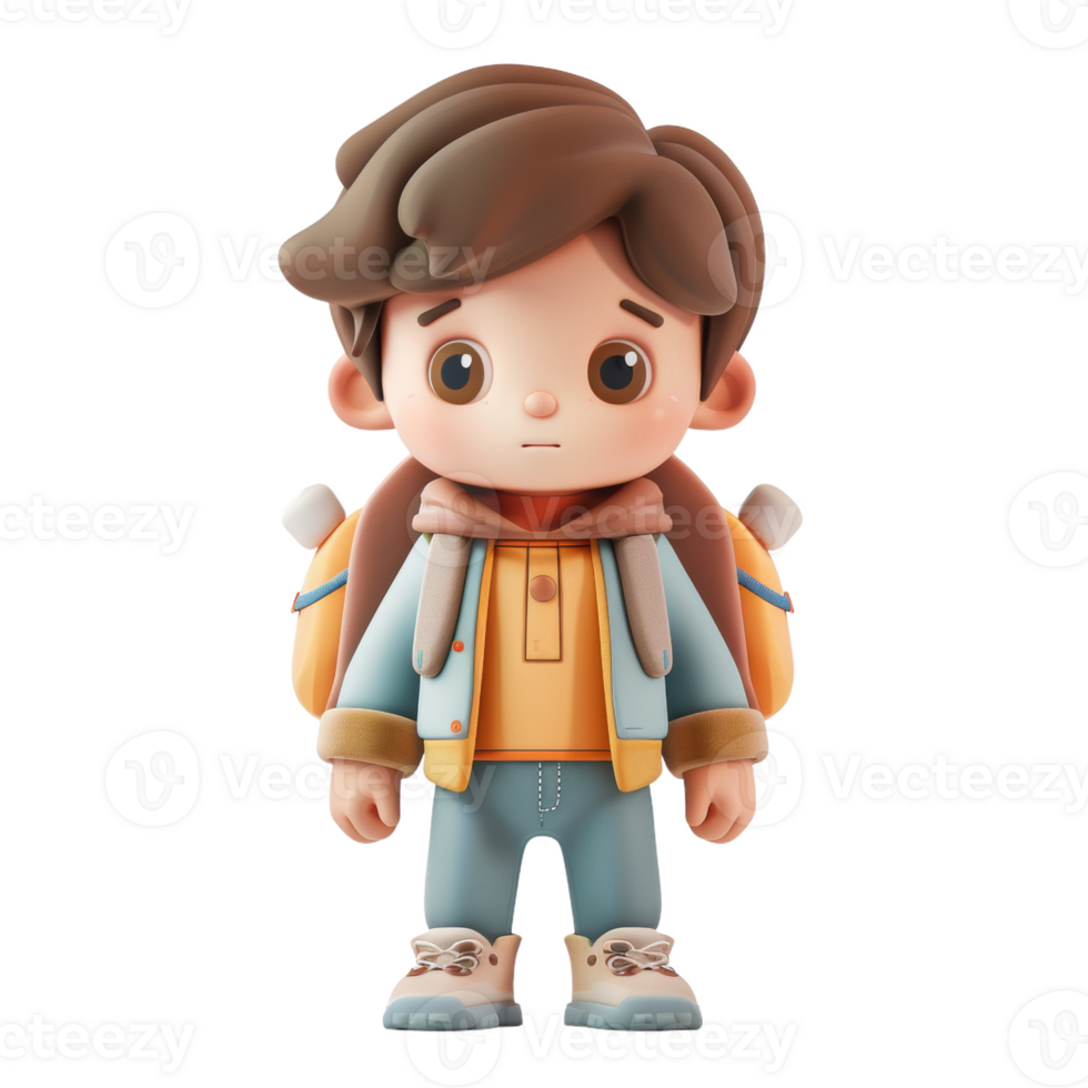 Awaiting Adventure A 3D Boy With Backpack png