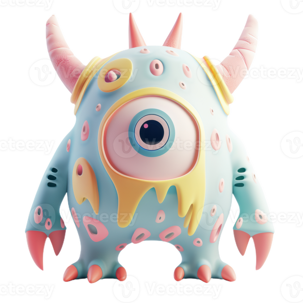 One-Eyed Monster With Drippy Yellow Paint png