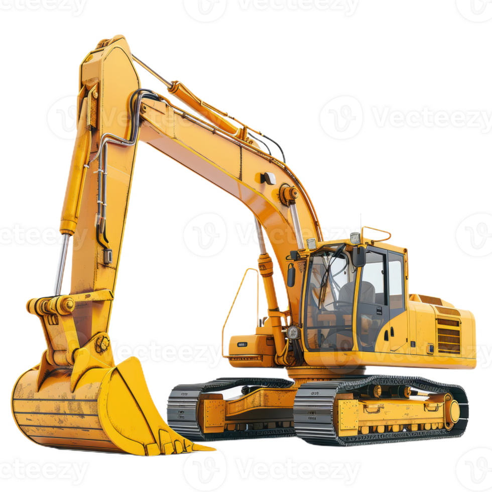 A Yellow Excavator Ready for Action png
