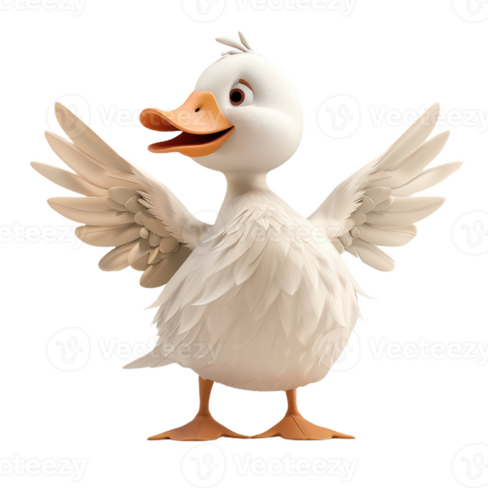 A Cheerful Farm Duck With Open Wings png