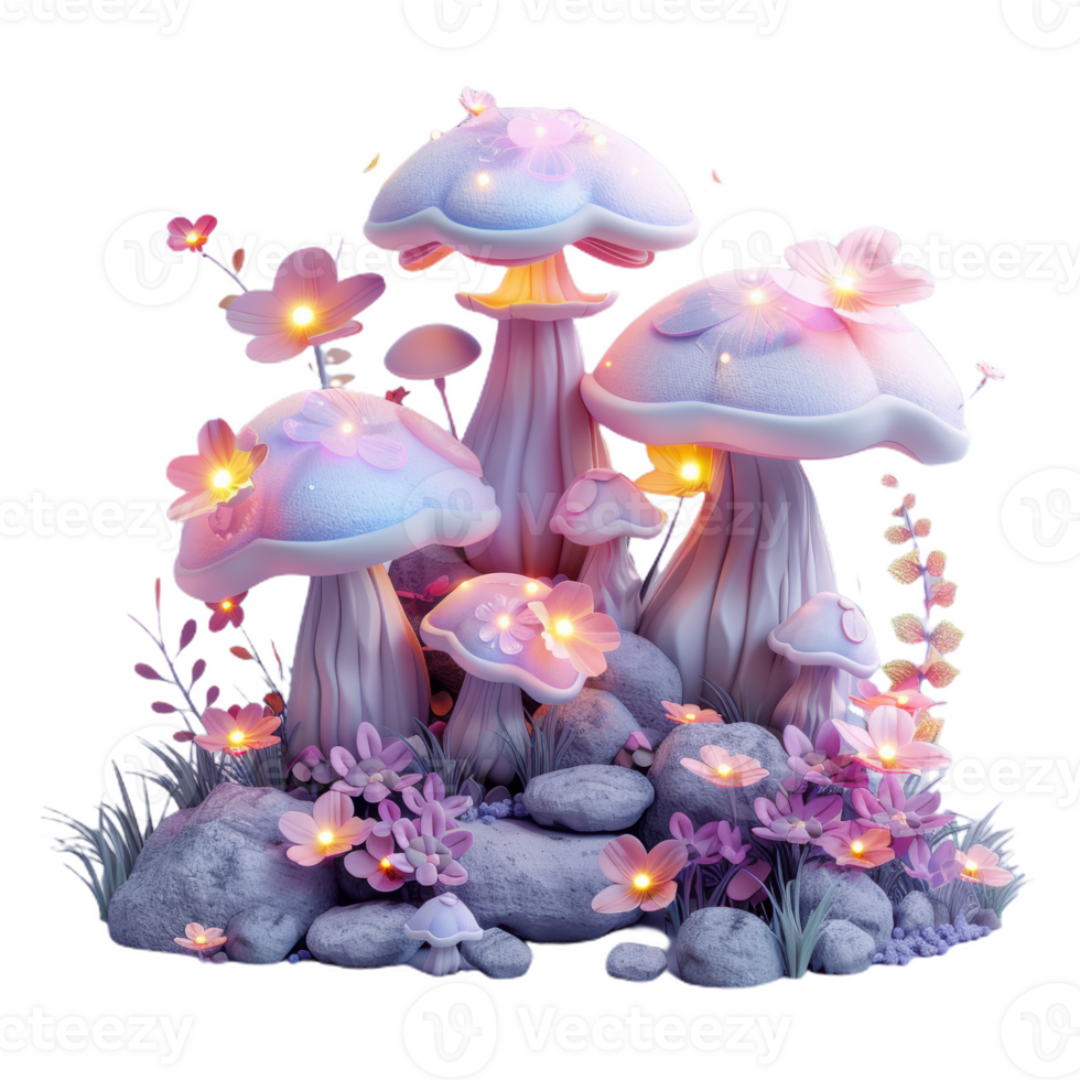 Luminous Mushrooms in the Enchanted Forest png