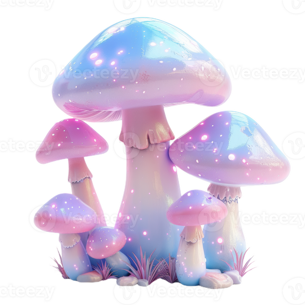 Enchanting Glowing Mushrooms in a Dreamy Forest png