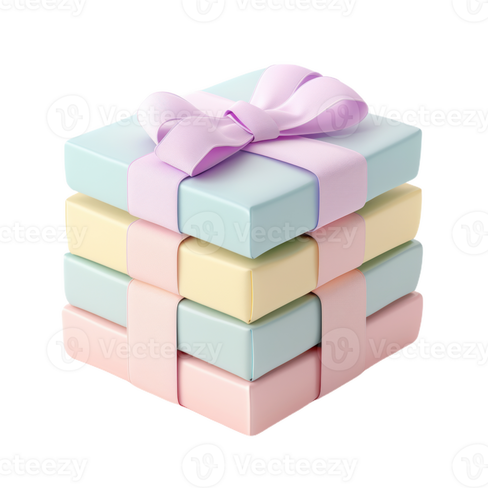 Stacked Pastel Gift Boxes With Bow png