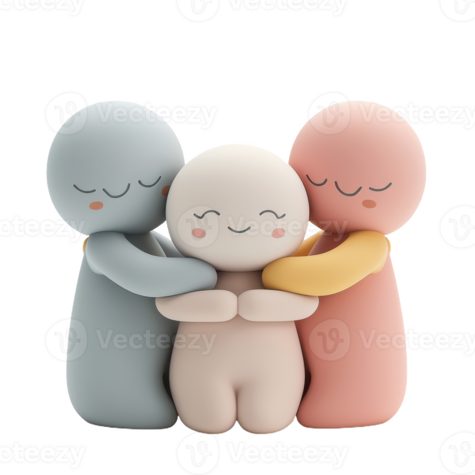 Three Figurines Share a Warm Embrace png
