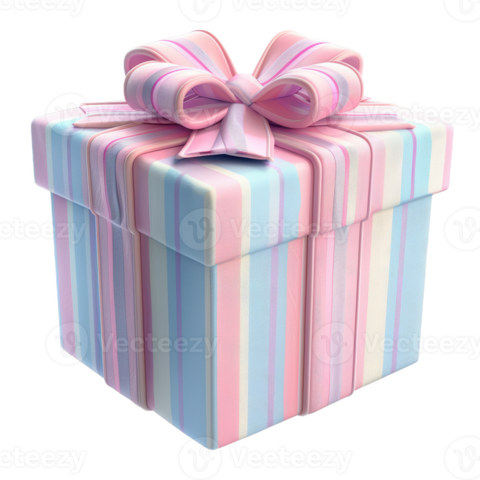 A Striped Gift Box With a Delicate Bow png