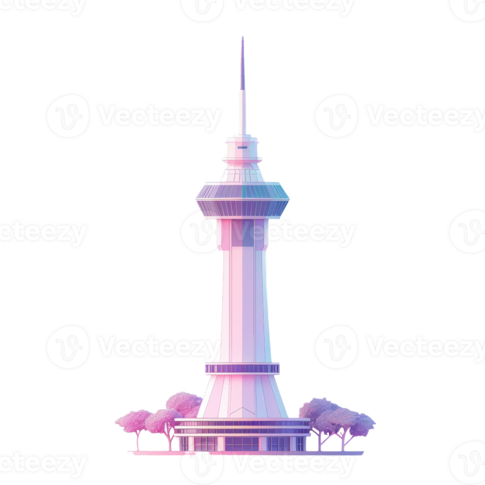 A Dreamy Tower in a Pink Sky png