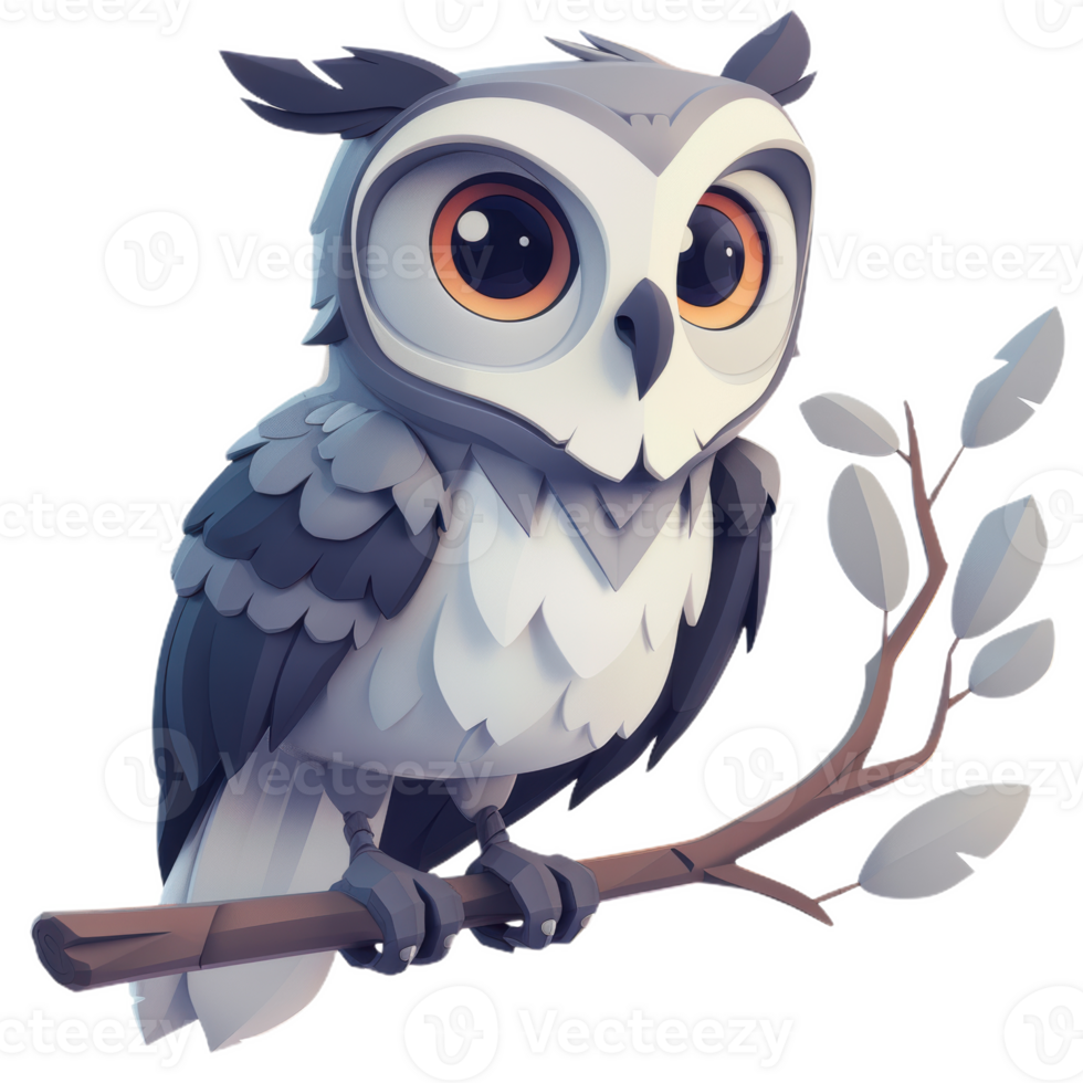Wise Owl Perched on a Branch png