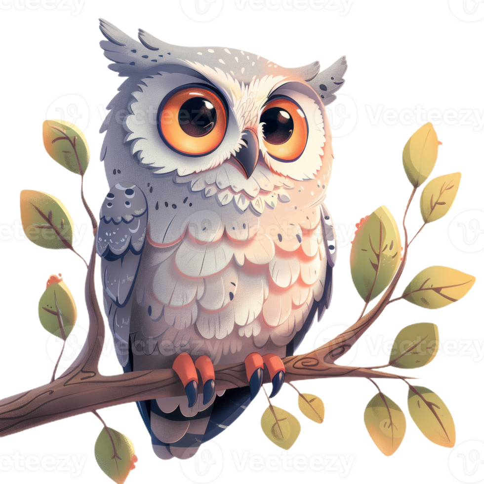 Wise Owl on a Branch png
