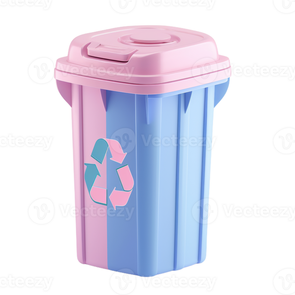 A Pink and Blue Recycling Bin png