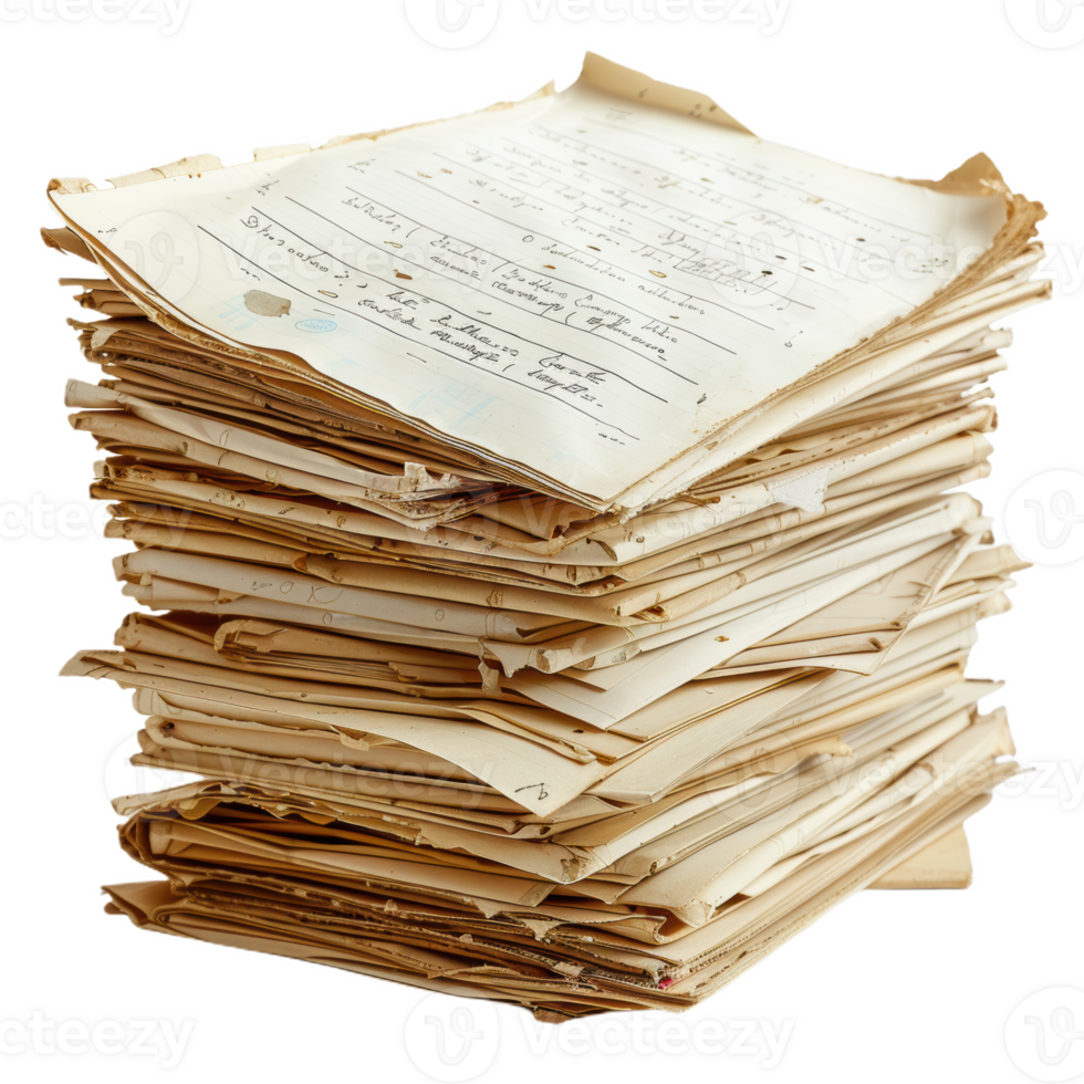 A Stack of Aged Manuscript Pages png