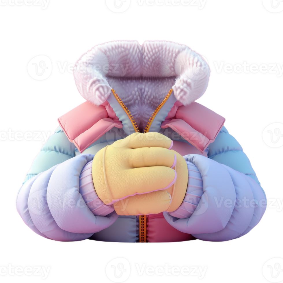 Pastel Puffer Jacket With Cozy Gloves png