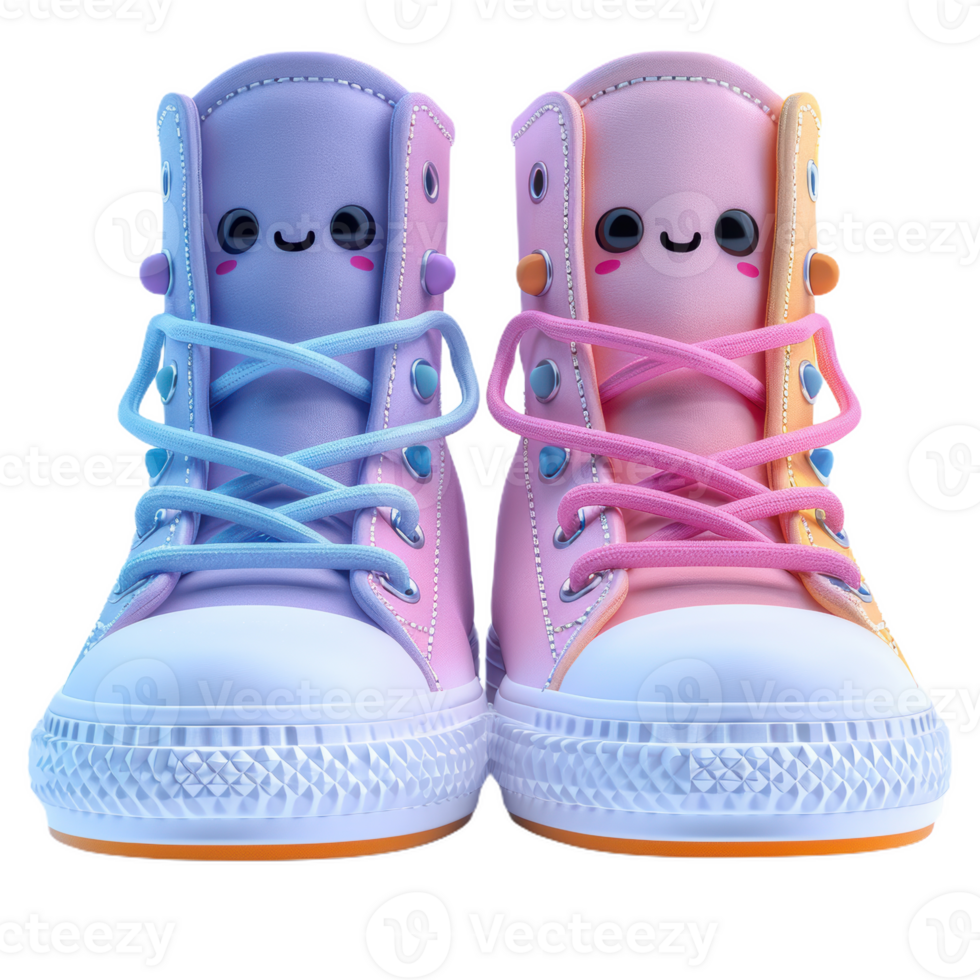 Miniature Pastel Sneakers With Smiling Faces png