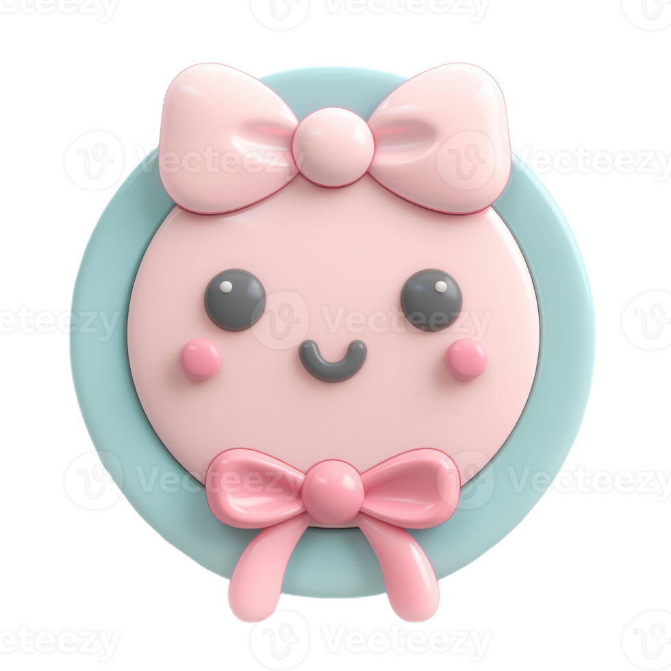 Smiling Face With Bows on a Blue Circle png