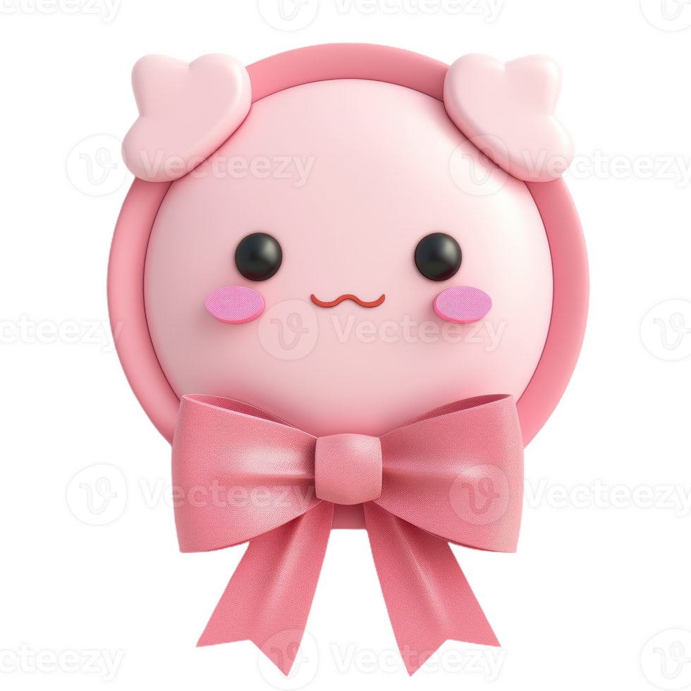 A Cheerful Pink Badge With a Smiling Face png