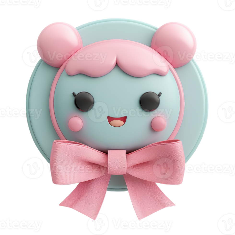 Smiling Ribbon Badge With Pink Bow png