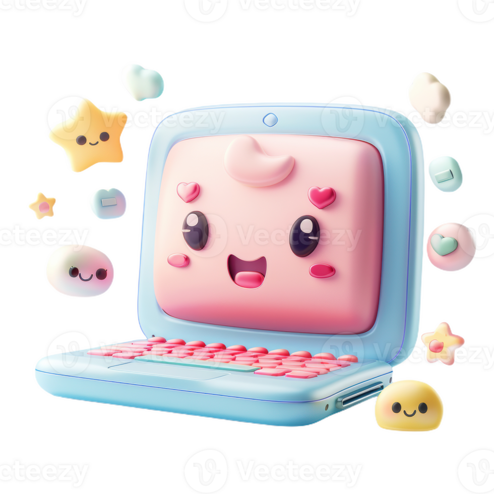 A Smiling Laptop's Dreamy Day png