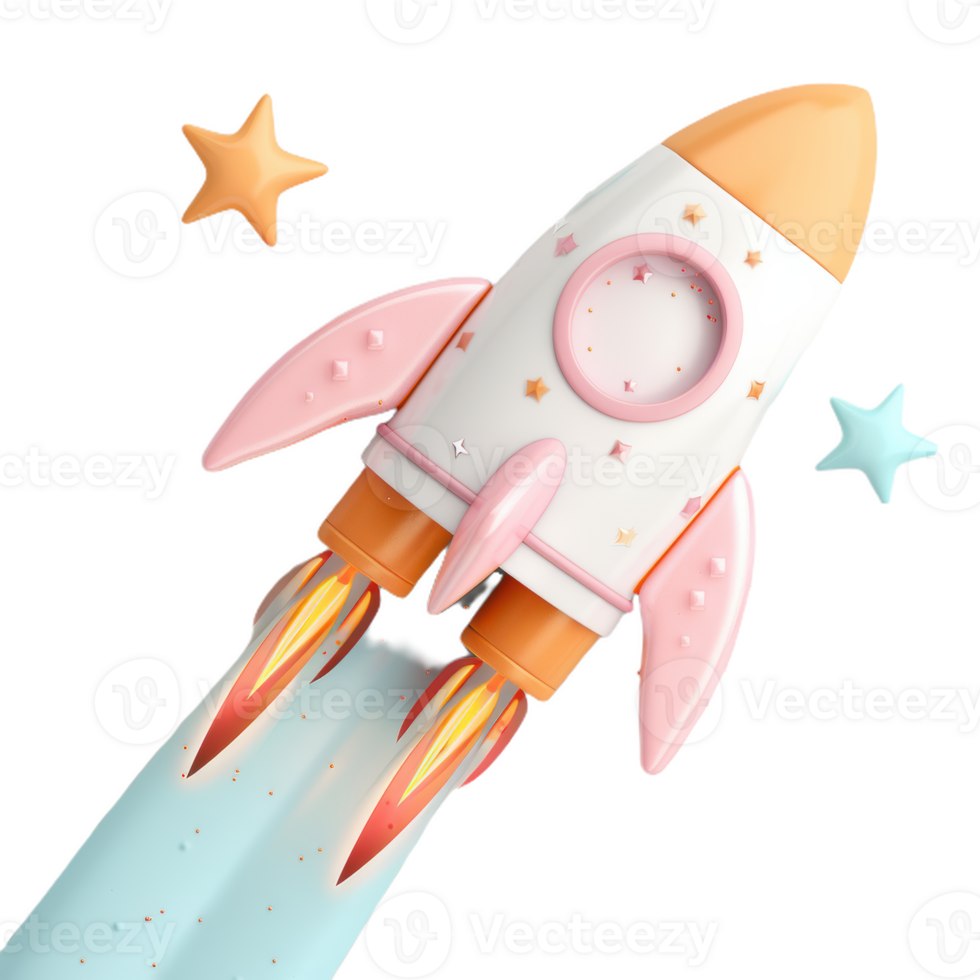 Tiny Rocket Blazing Through a Starry Sky png