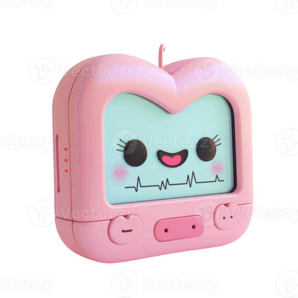 Smiling Pink Heart Rate Monitor png