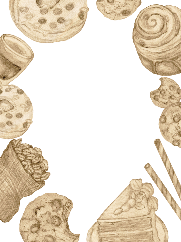 Coffee bakery illustration. pastry banner, background, sweets shop png