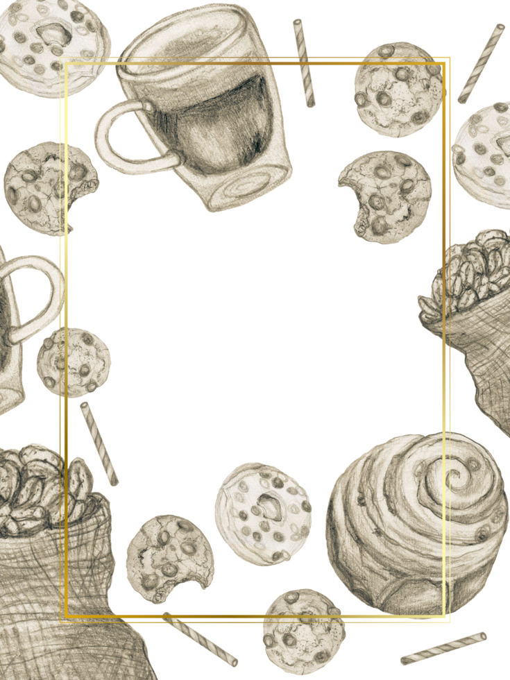 Coffee bakery illustration. pastry banner, background, sweets shop png