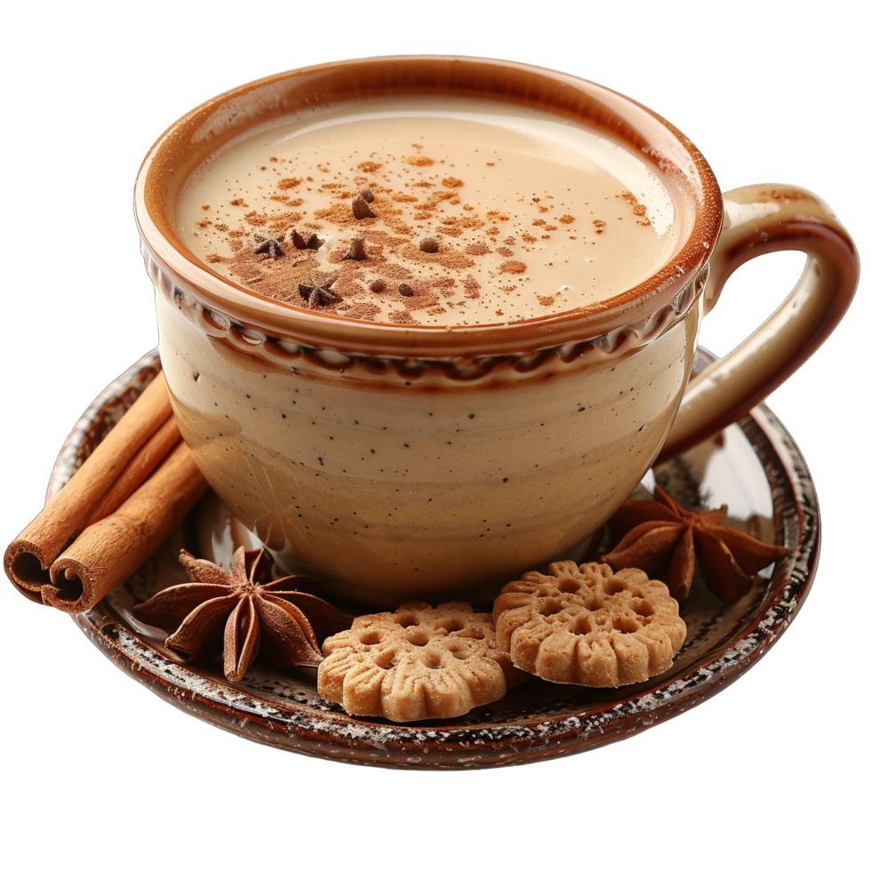 Masala Chai drink typical of india isolated on transparent background , png