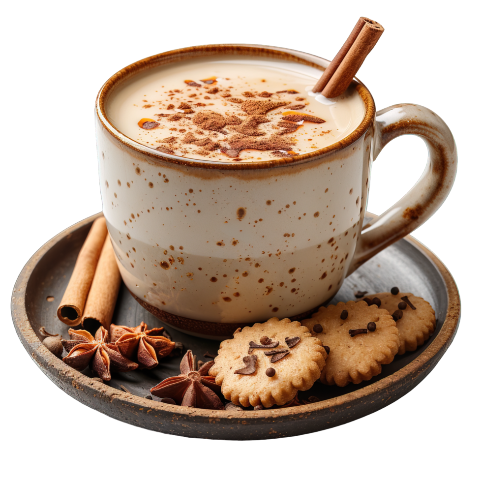 Masala Chai drink typical of india isolated on transparent background , png