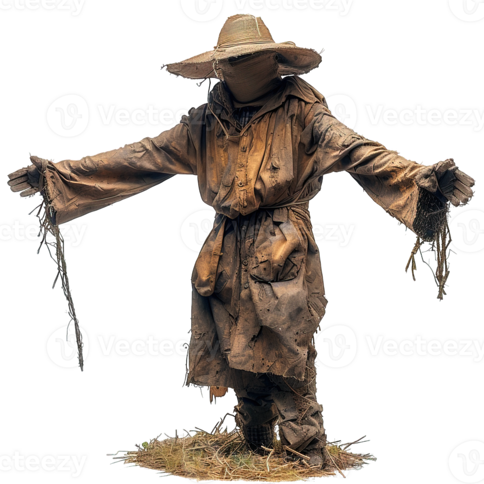 scarecrow isolated on transparent background ,farm scarecrow decoration , png