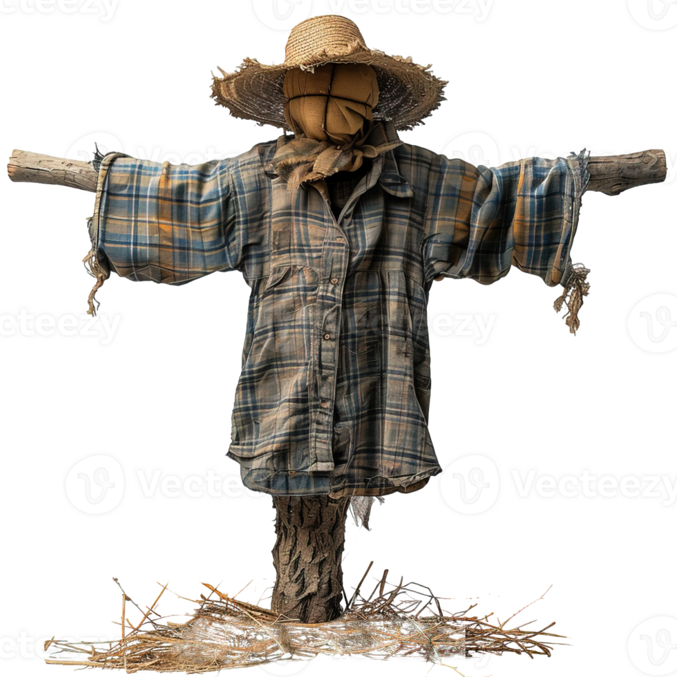 scarecrow isolated on transparent background ,farm scarecrow decoration , png