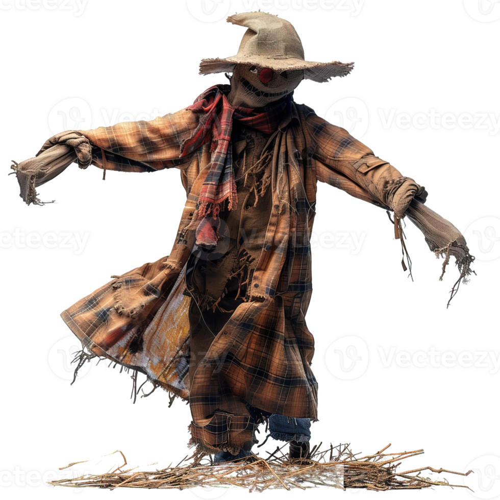 scarecrow isolated on transparent background ,farm scarecrow decoration , png