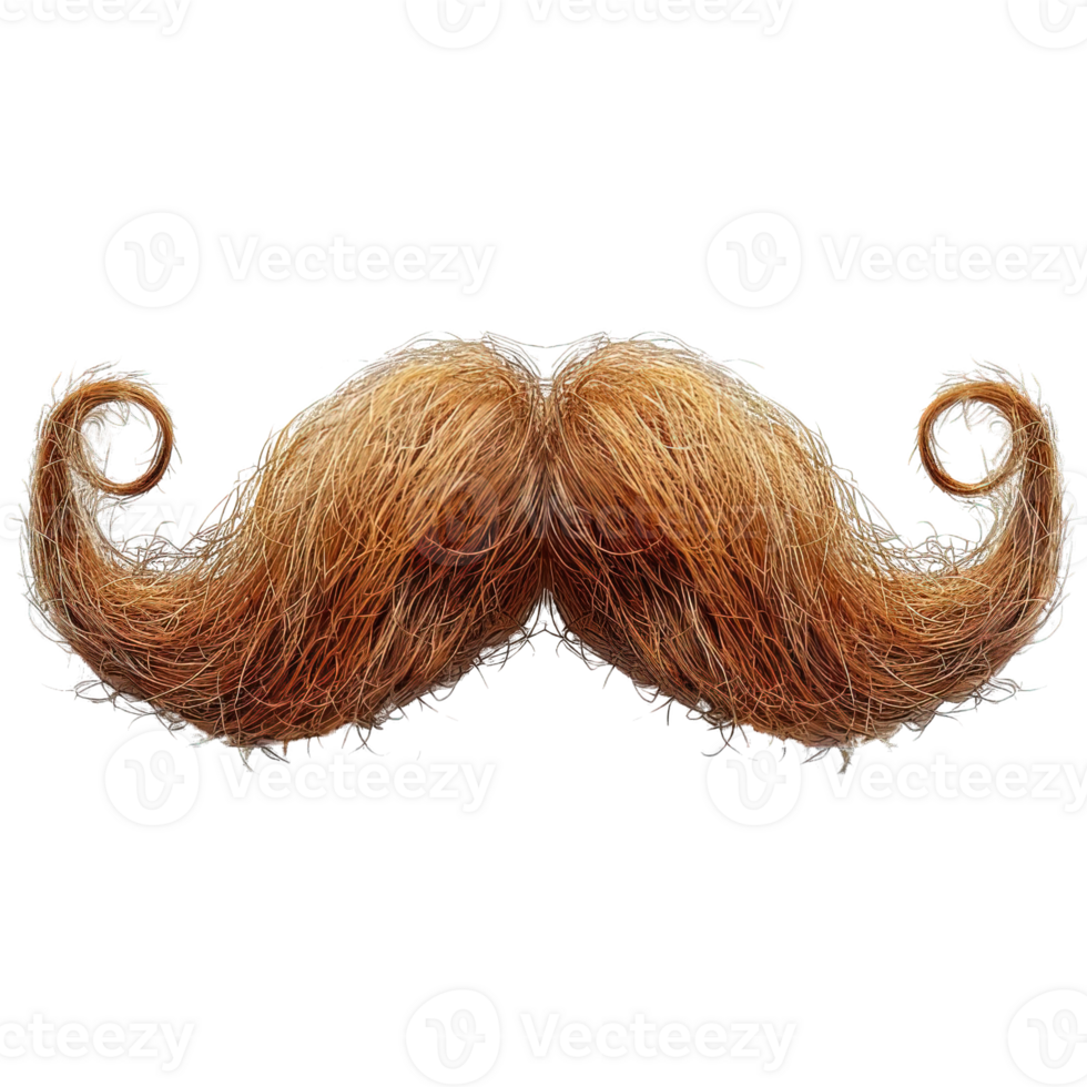 blonde detailed handlebar mustache twisted isolated on transparent background , png