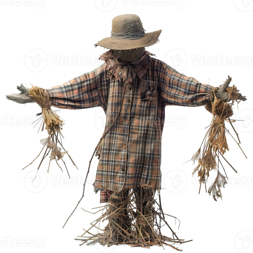 scarecrow isolated on transparent background ,farm scarecrow decoration , png