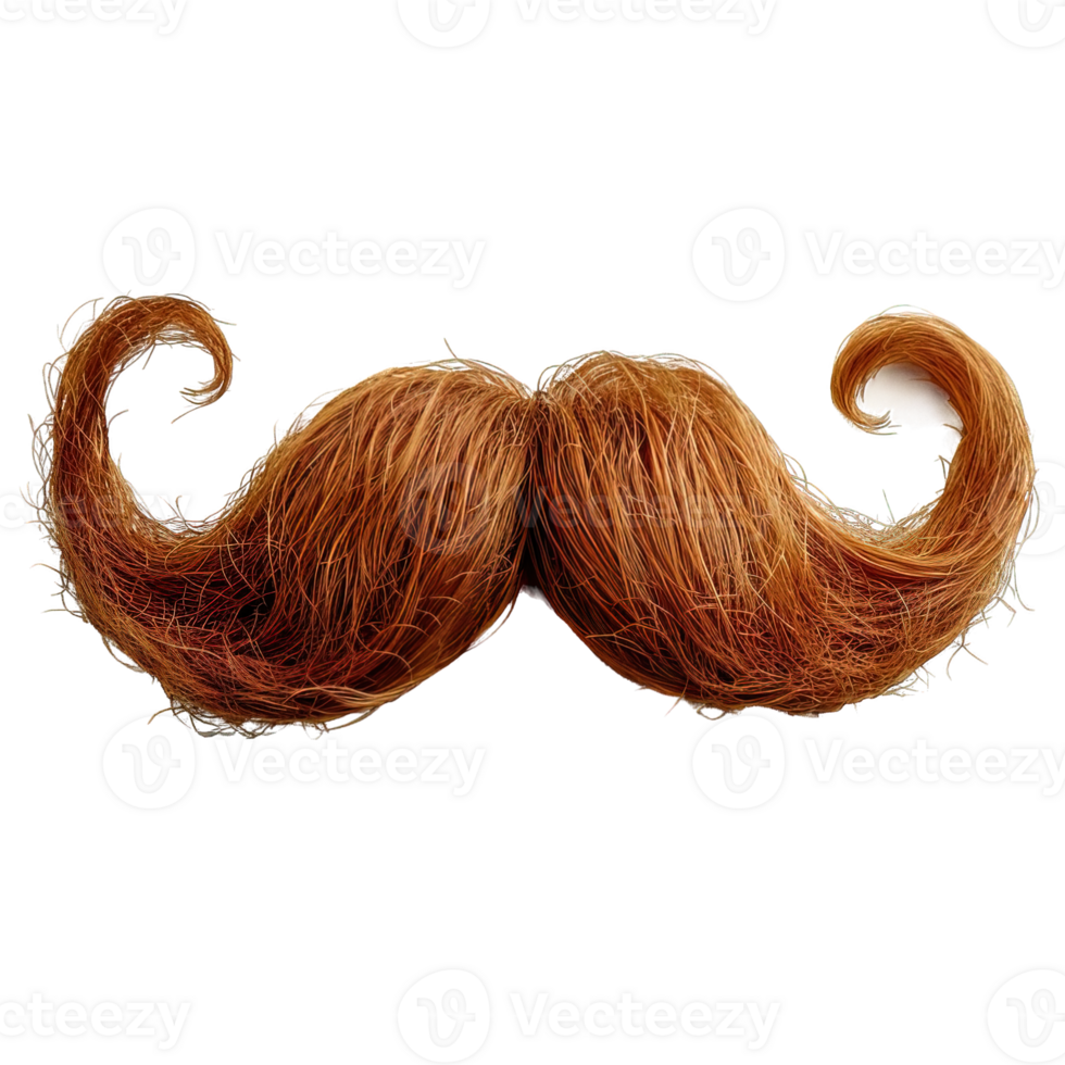 blonde detailed handlebar mustache twisted isolated on transparent background , png