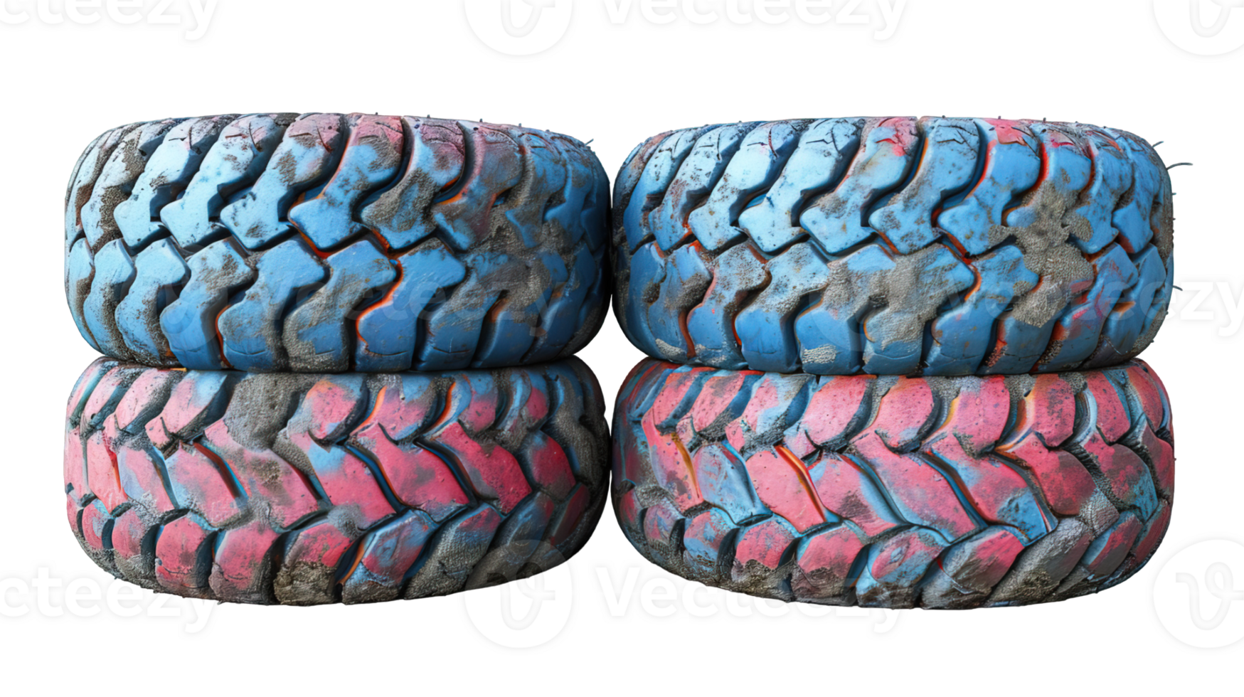 rusty tires stack isolated on transparent background , png