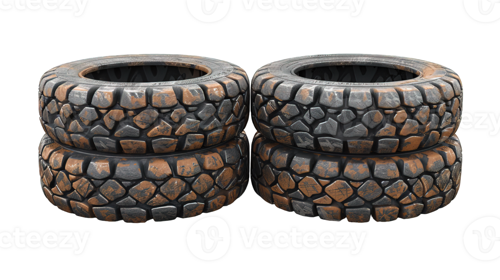 rusty tires stack isolated on transparent background , png