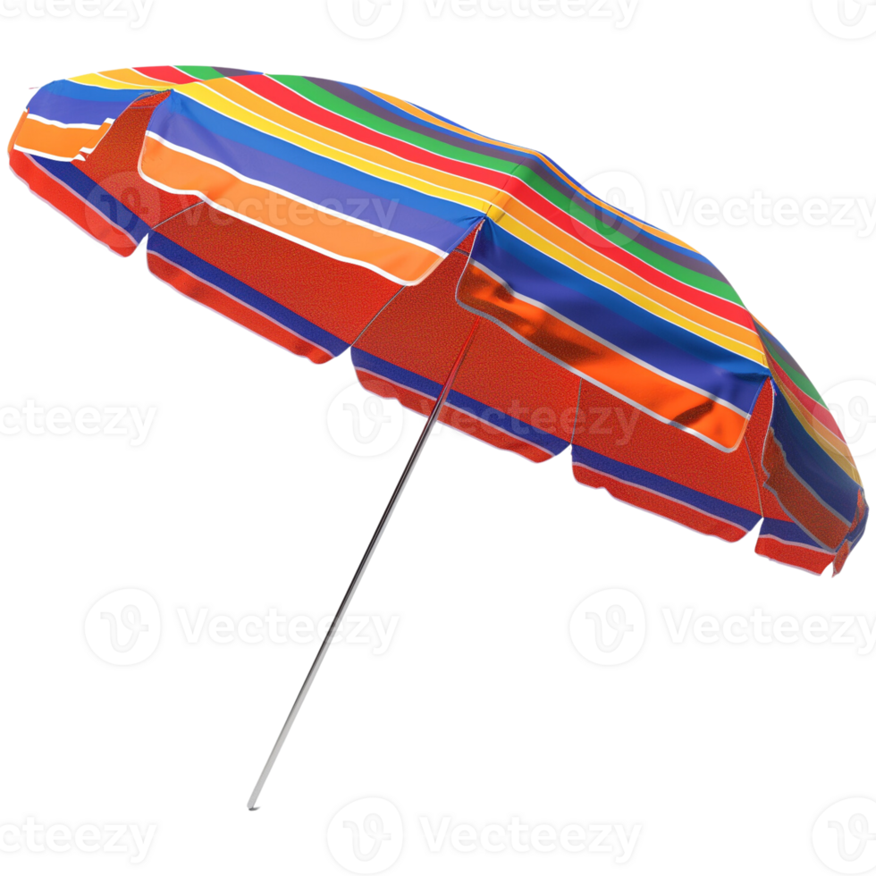 A colorful striped beach umbrella for summer shade png
